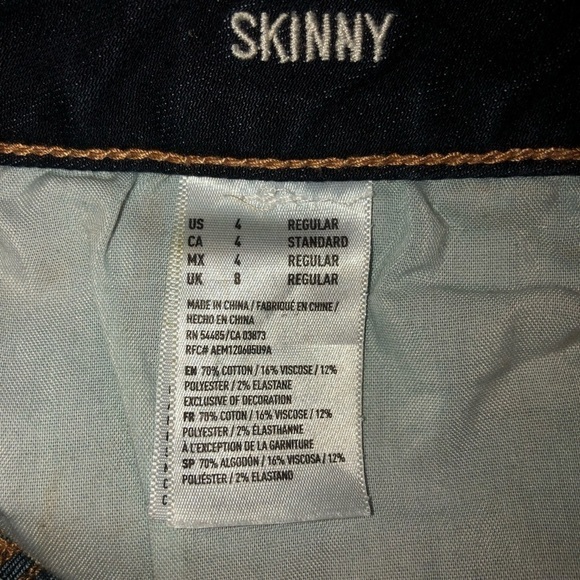 American Eagle Women’s super stretch skinny dark wash jeans size 4 regular - Picture 3 of 9